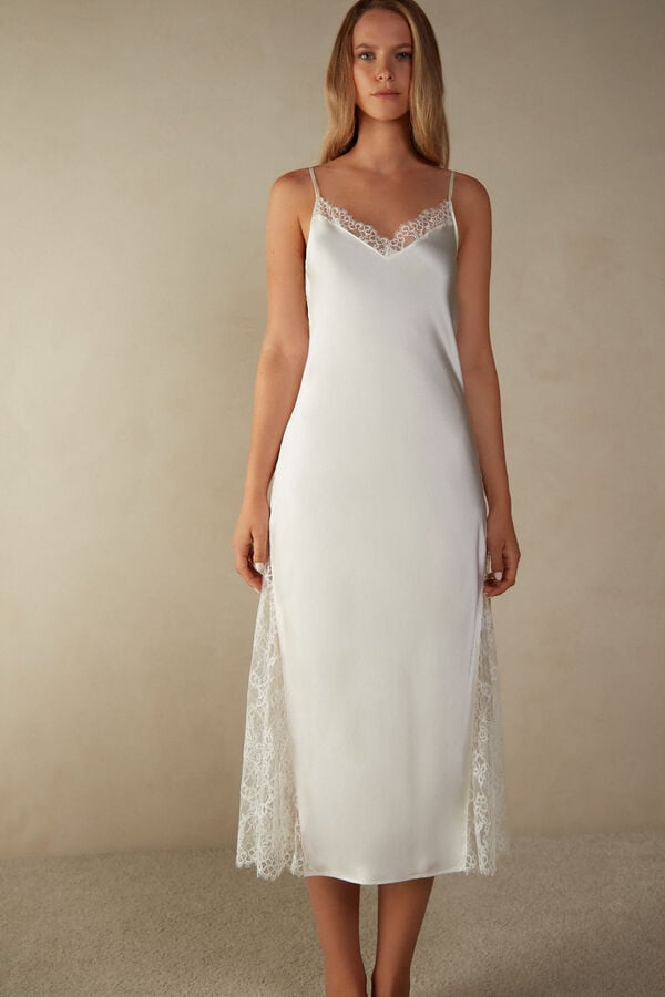 Intimssimi Eternal Love Silk Long Slip Blancas | PEJVR85651