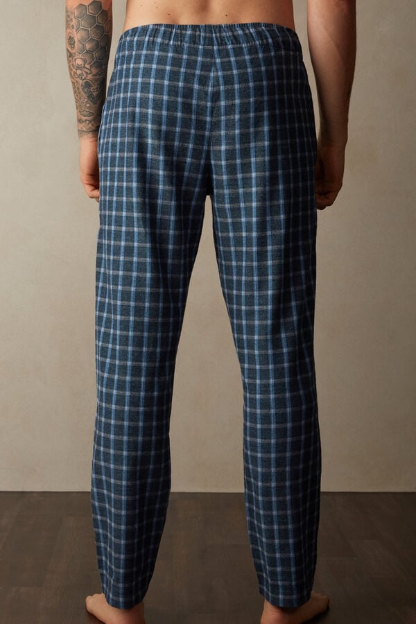 Intimssimi Full Length Pants in Check Patterned Brushed Cloth Azules | PEICD37074