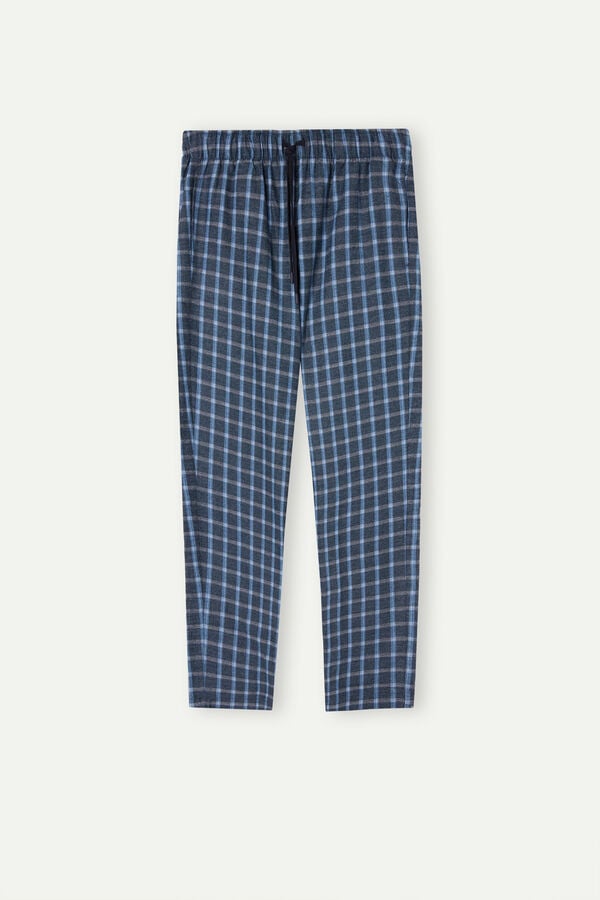 Intimssimi Full Length Pants in Check Patterned Brushed Cloth Azules | PEICD37074