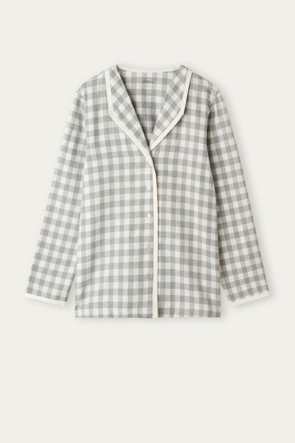 Intimssimi Gingham Lover Shirt in Brushed Cloth Blancas | PEICD96748