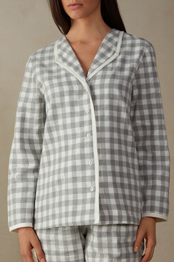 Intimssimi Gingham Lover Shirt in Brushed Cloth Blancas | PEICD96748