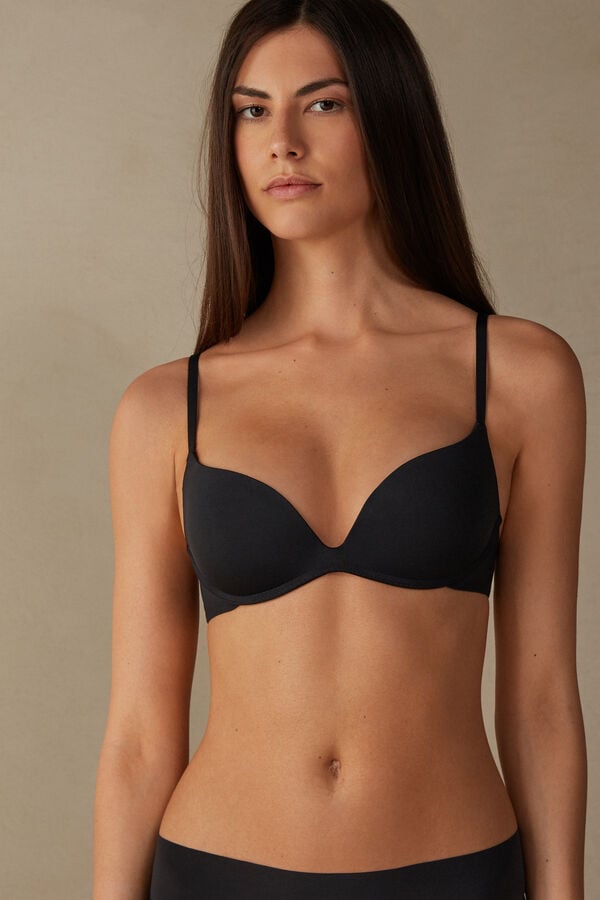 Intimssimi Gioia B Cup Microfiber Super Push-Up Bra Negras | PEJBT76601