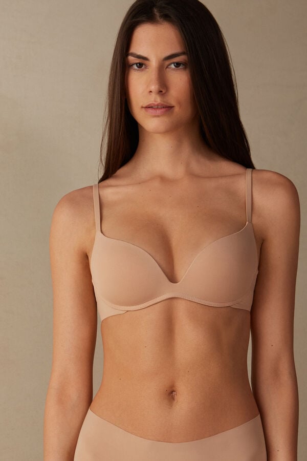 Intimssimi Gioia B Cup Microfiber Super Push-Up Bra Natural | PEZPD12859