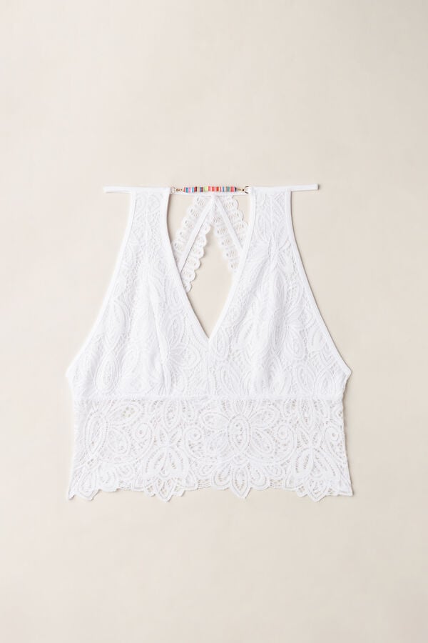 Intimssimi Hot Summer Days Crop Top in Lace Blancas | PENEJ13067