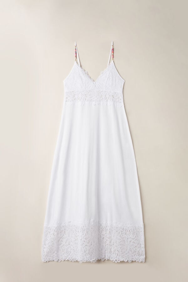 Intimssimi Hot Summer Days Long Nightgown in Supima® Ultrafresh Cotton Blancas | FPEUI75335