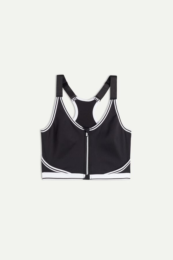 Intimssimi In Action Zip Bra with Supima® Cotton Lining Negras | LPETR20950