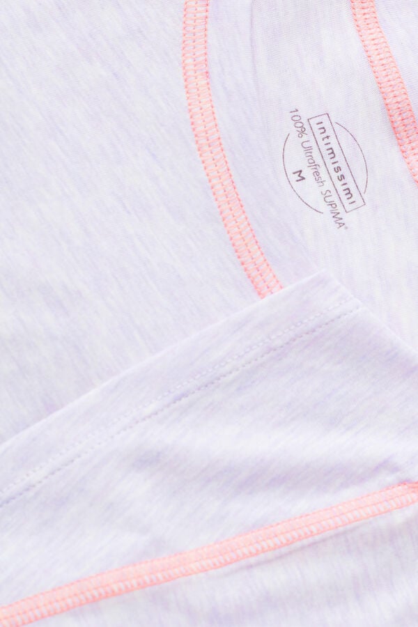 Intimssimi Iris and Apricot Short Sleeve Supima® Ultrafresh Cotton Top Violet | PEJKU95281