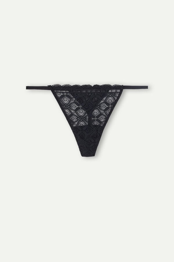 Intimssimi Lace String Thong Negras | ZPENQ56806