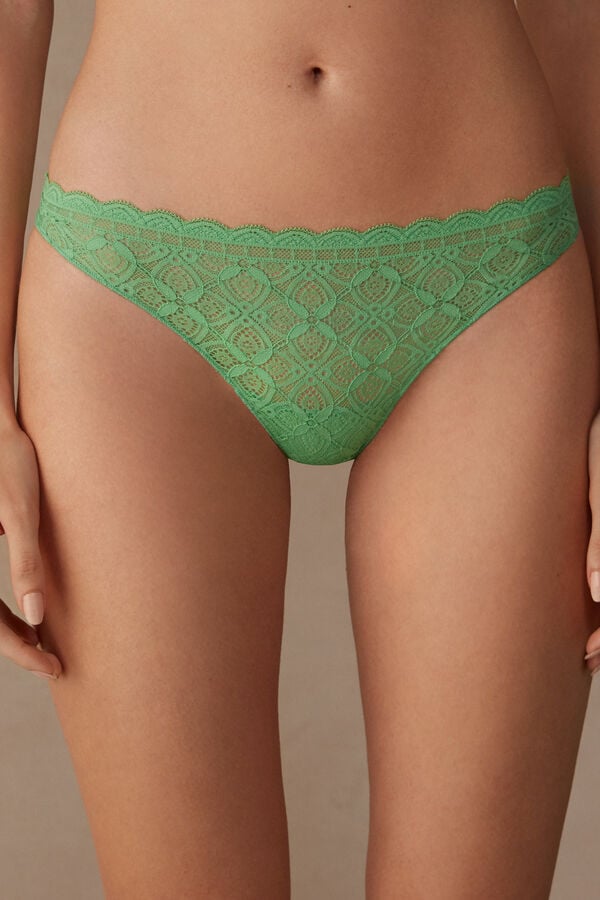 Intimssimi Lace and Microfiber Brazilian Verde | DPEVO40647