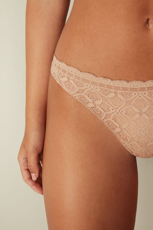 Intimssimi Lace and Microfiber Brazilian Natural | PEICD71755