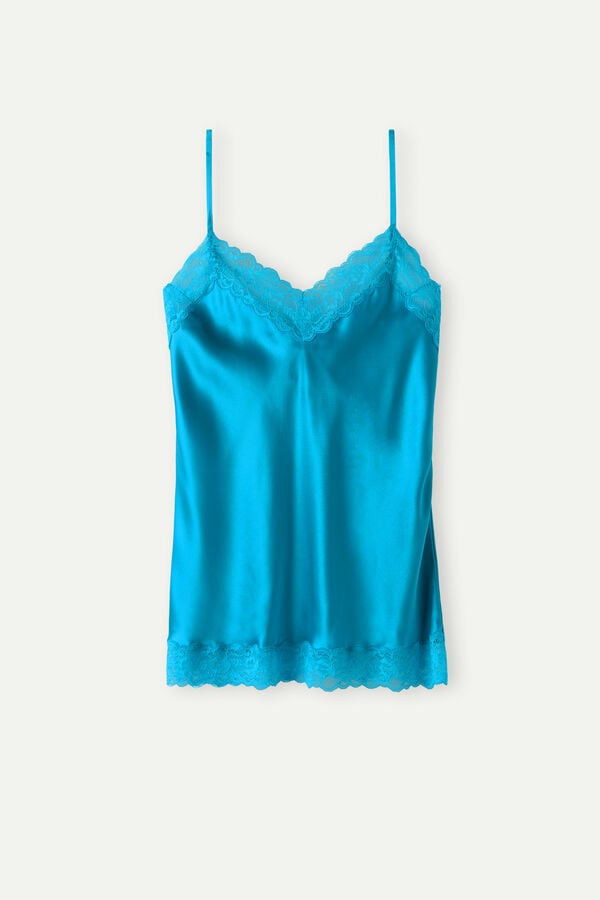 Intimssimi Lace and Silk Top Azules | PEDYB80388