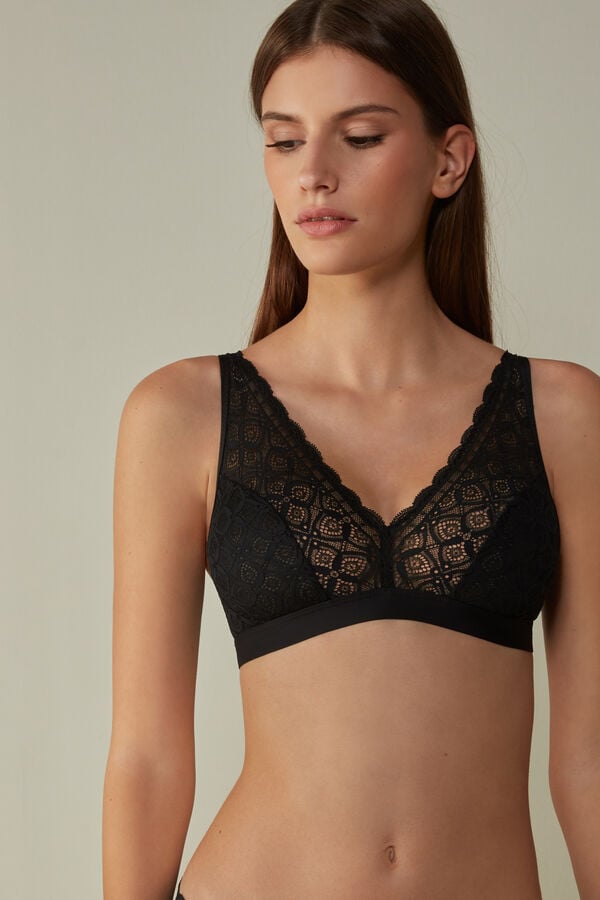 Intimssimi Lara Triangle Bra in Lace Negras | QPEWA52022