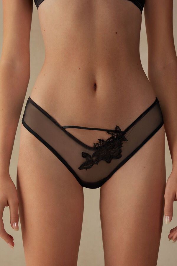 Intimssimi Layers of Lust ‘80s Estilo Brazilian Panties Negras | ZPEMJ27207