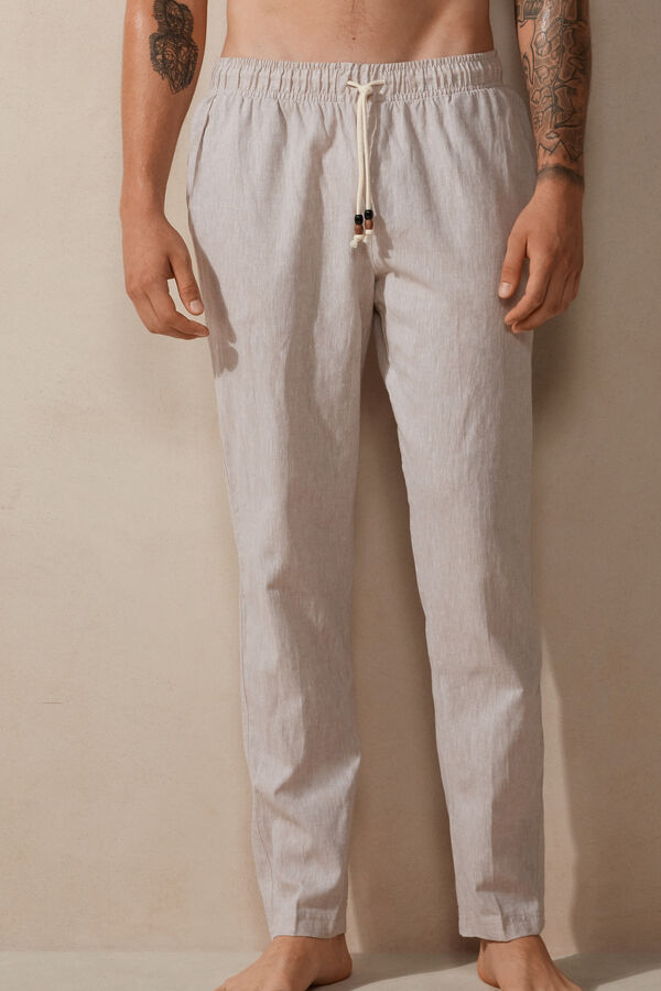 Intimssimi Linen and Cotton Full Length Pants Natural | DPEKV92921