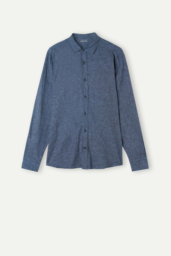 Intimssimi Linen and Cotton Shirt Azules | GPEEC15210