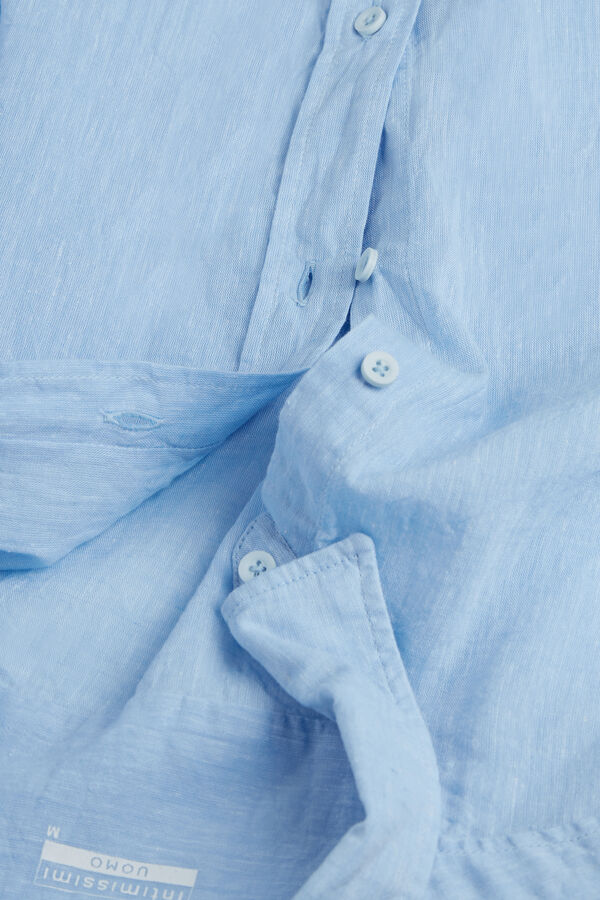 Intimssimi Linen and Cotton Shirt Azules Claro | PEICD72477