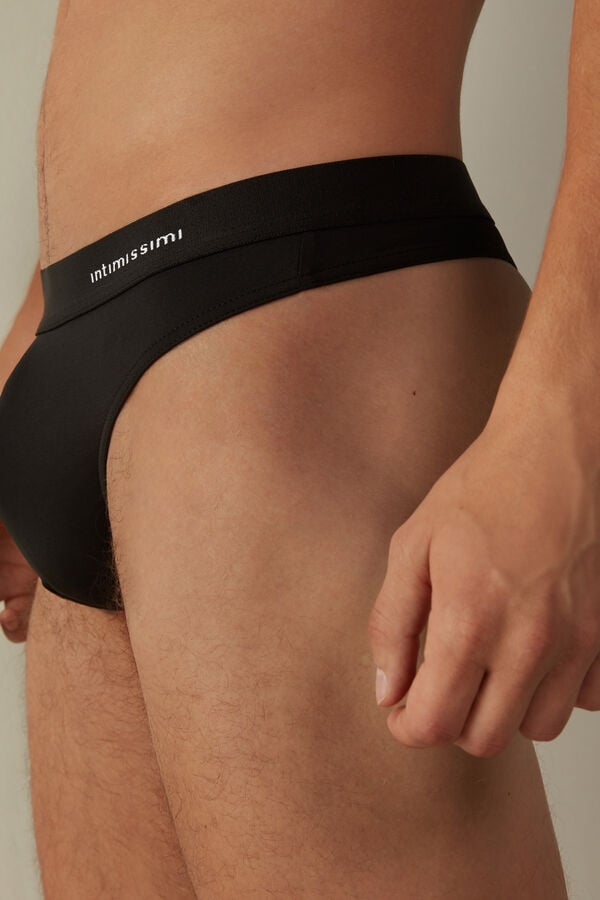 Intimssimi Logo Detailed Microfiber Thong Negras | PENZX22322