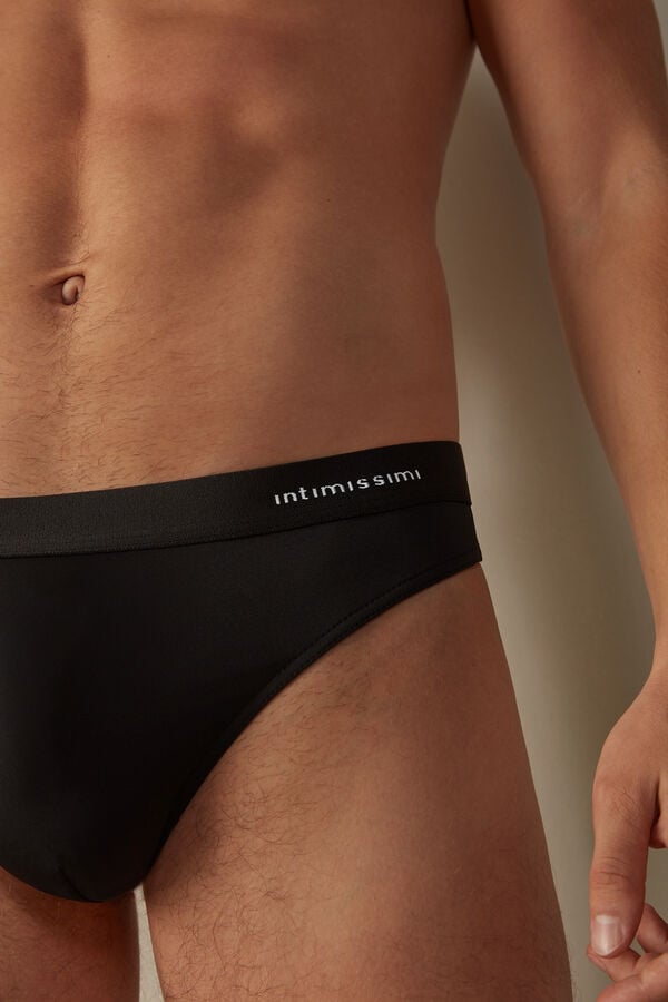 Intimssimi Logo Detailed Microfiber Thong Negras | PENZX22322