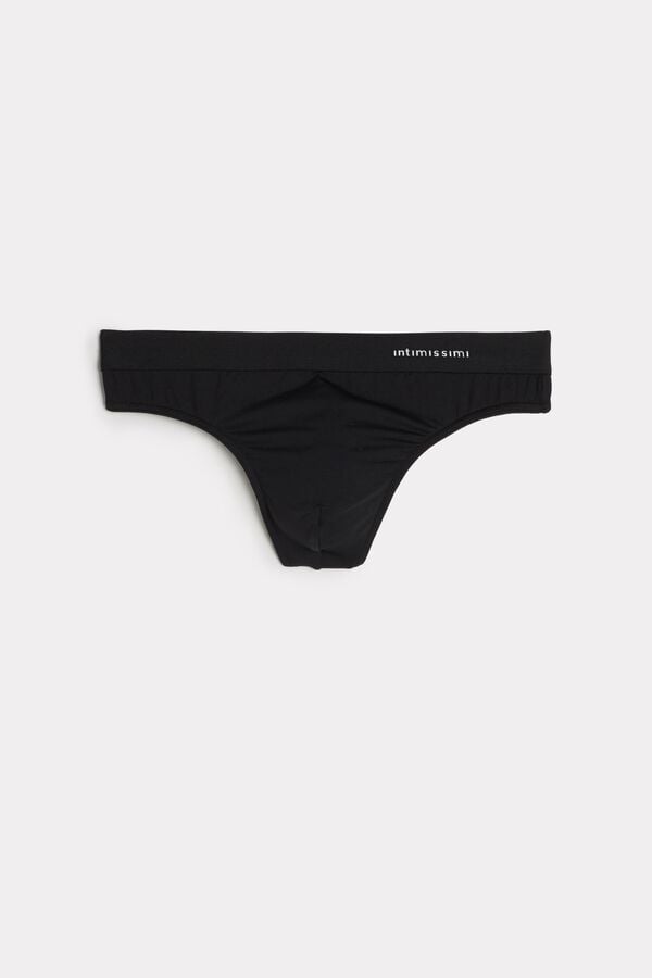 Intimssimi Logo Detailed Microfiber Thong Negras | PENZX22322