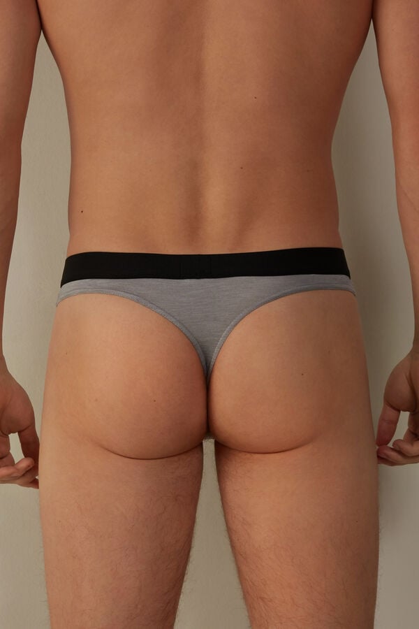 Intimssimi Logo Detailed Microfiber Thong Gris | TPEWZ21822