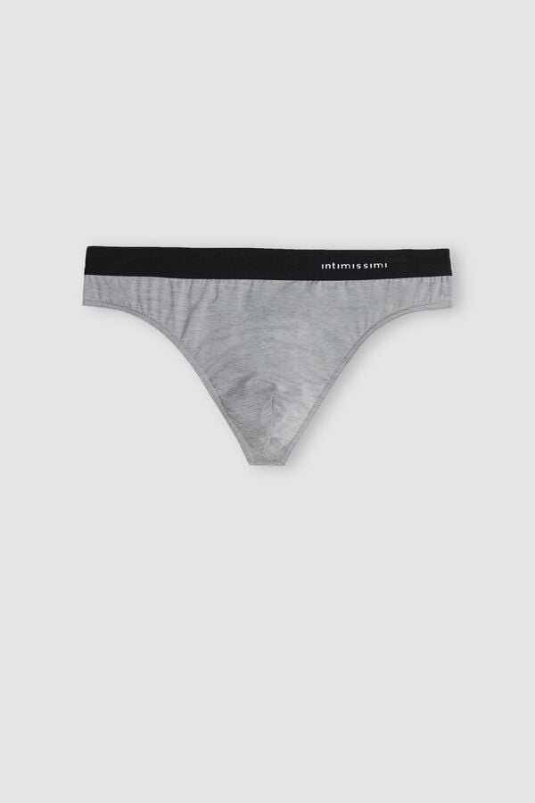 Intimssimi Logo Detailed Microfiber Thong Gris | TPEWZ21822