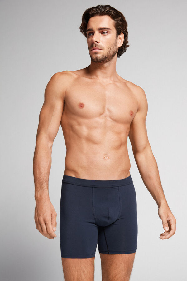 Intimssimi Long Boxers in Stretch Supima® Cotton Azules | PEQCS48424