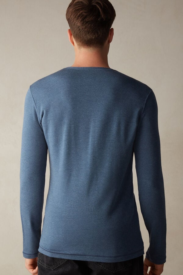 Intimssimi Long-Sleeve Modal-Cashmere Top Azules | PECIF89874