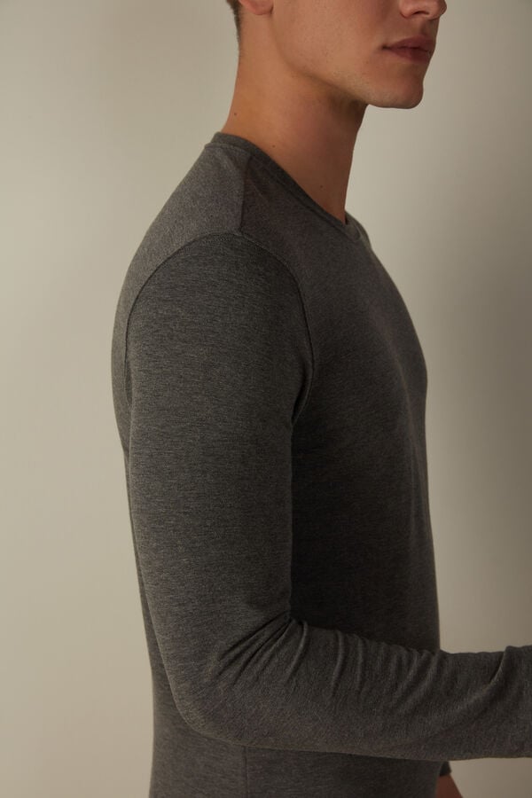 Intimssimi Long-Sleeve Modal-Cashmere Top Gris Oscuro | PEJBT52678