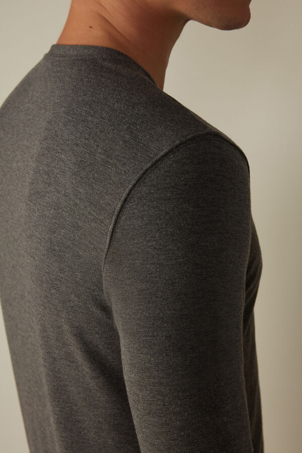 Intimssimi Long-Sleeve Modal-Cashmere Top Gris Oscuro | PEJBT52678