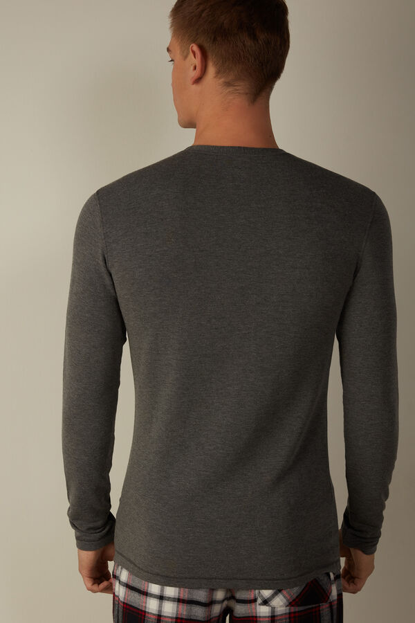 Intimssimi Long-Sleeve Modal-Cashmere Top Gris Oscuro | PEJBT52678