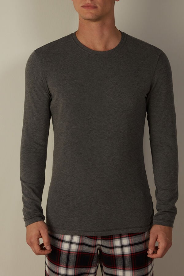 Intimssimi Long-Sleeve Modal-Cashmere Top Gris Oscuro | PEJBT52678