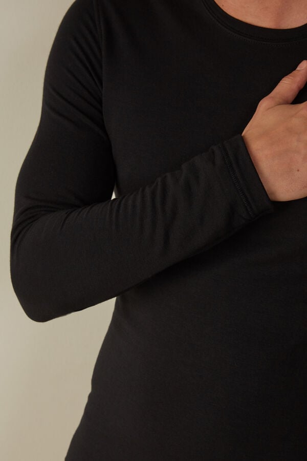 Intimssimi Long-Sleeve Modal-Cashmere Top Negras | PEZPD43261