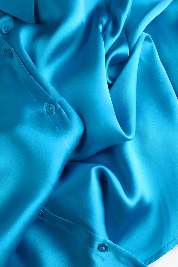 Intimssimi Long Sleeve Silk Shirt Azules | PECIF90338