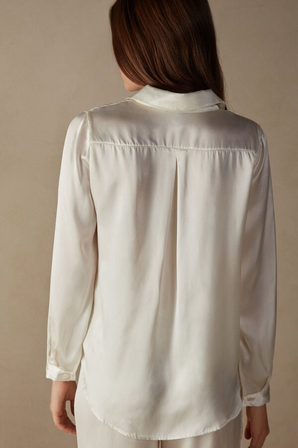 Intimssimi Long Sleeve Silk Shirt Blancas | EPEHC56340