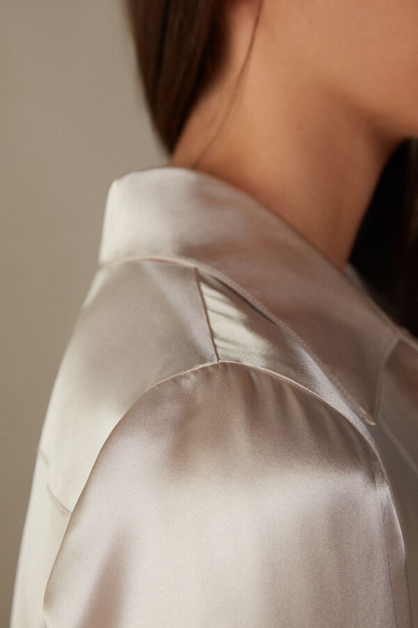 Intimssimi Long Sleeve Silk Shirt Natural | LPETR92058