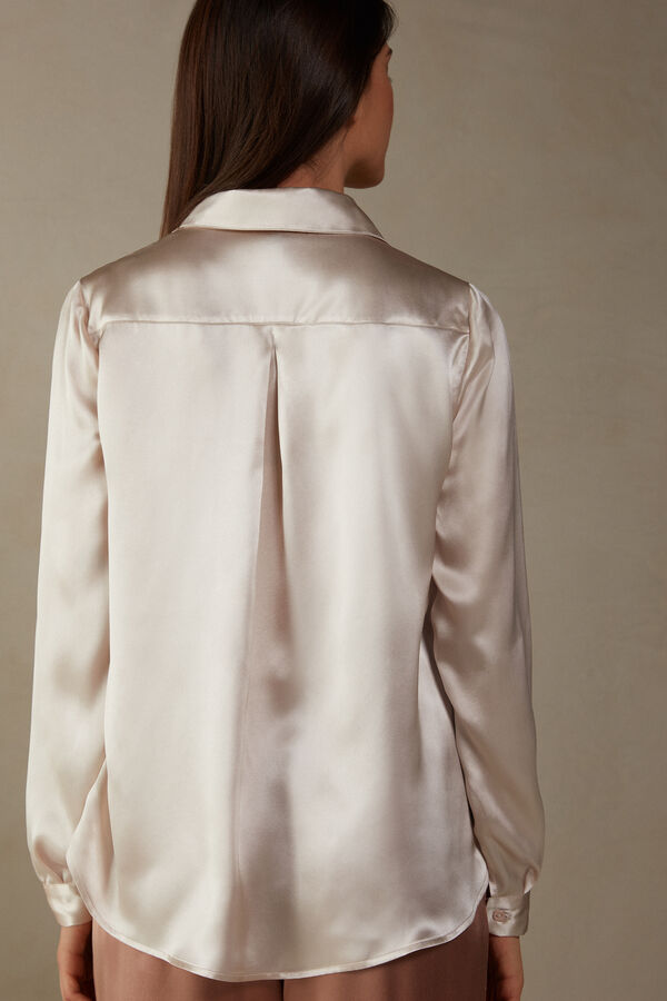 Intimssimi Long Sleeve Silk Shirt Natural | LPETR92058