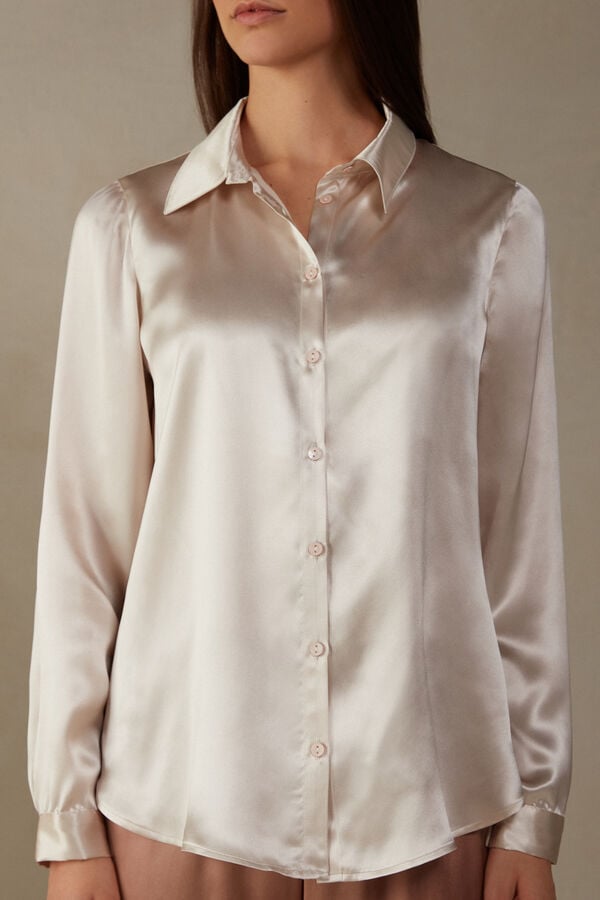 Intimssimi Long Sleeve Silk Shirt Natural | LPETR92058