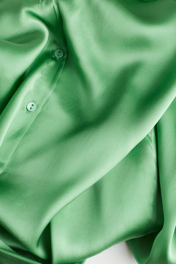 Intimssimi Long Sleeve Silk Shirt Verde | PEXBR58218