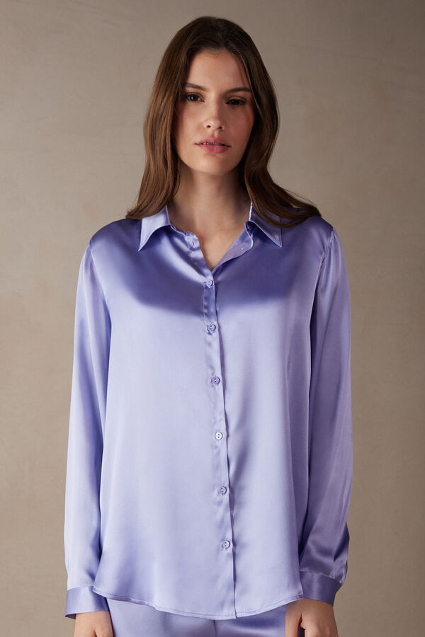 Intimssimi Long Sleeve Silk Shirt Violet | EPEHC33665