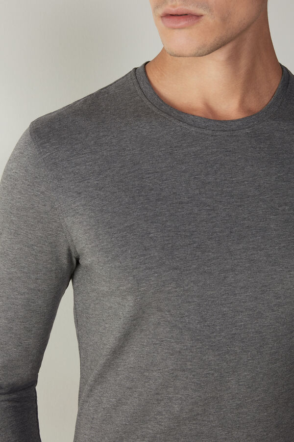 Intimssimi Long-Sleeve Stretch Supima Cotton Top Gris Oscuro | GPEUC29801