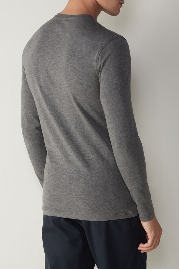 Intimssimi Long-Sleeve Stretch Supima Cotton Top Gris Oscuro | PEEAH36979