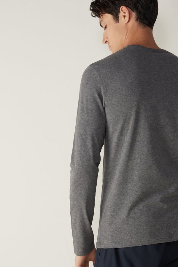 Intimssimi Long-Sleeve Supima® Cotton Top Gris Oscuro | PECIF29097