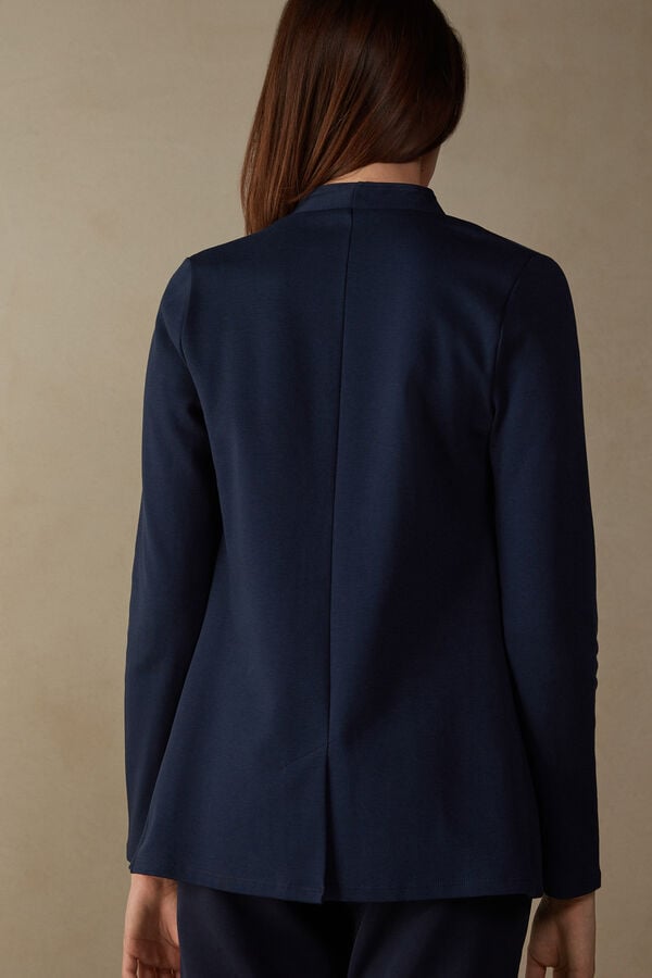 Intimssimi Long-Sleeved Cotton Interlock Cardigan Azules | PEQAV39432