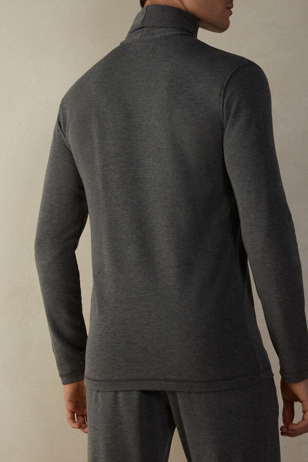 Intimssimi Long-sleeve High-Neck Modal-Cashmere Top Gris Oscuro | QPEWA81996