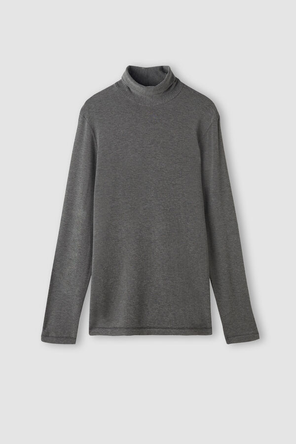 Intimssimi Long-sleeve High-Neck Modal-Cashmere Top Gris Oscuro | QPEWA81996