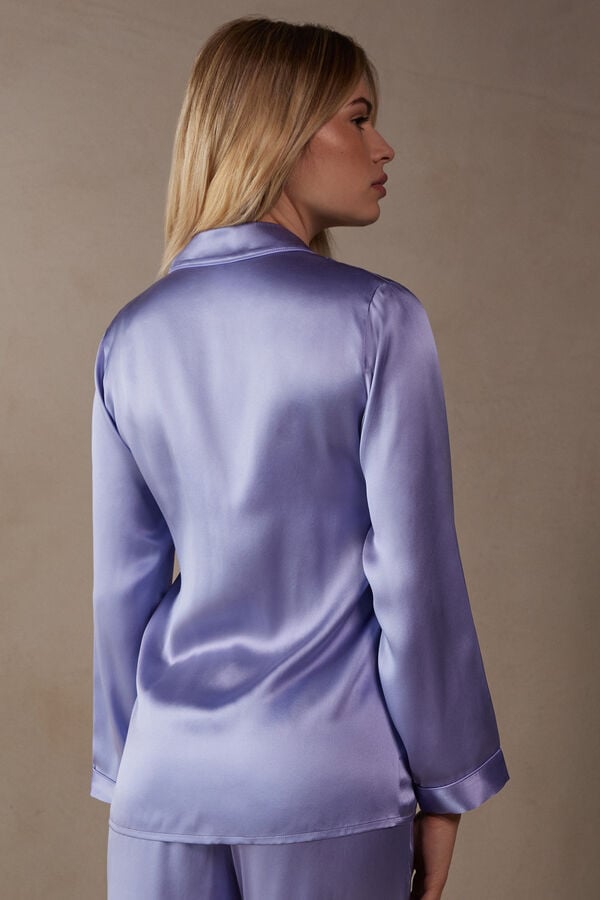 Intimssimi Mannish-Cut Jacket in Silk Satin Violet | BPESD67200