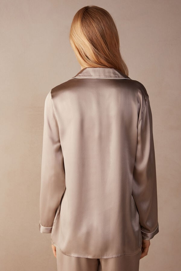 Intimssimi Mannish-Cut Jacket in Silk Satin Natural | EPEHC32658