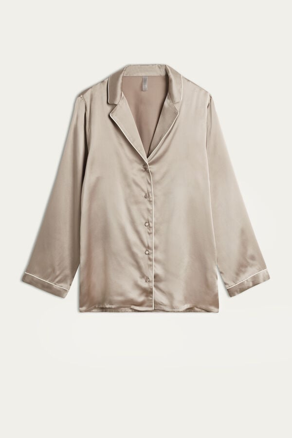 Intimssimi Mannish-Cut Jacket in Silk Satin Natural | EPEHC32658