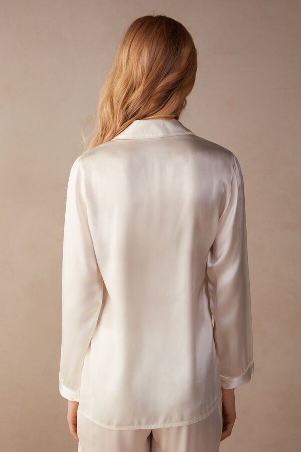 Intimssimi Mannish-Cut Jacket in Silk Satin Blancas | GPEEC46712