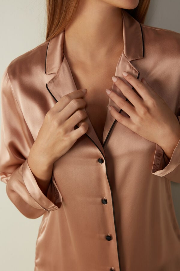 Intimssimi Mannish-Cut Jacket in Silk Satin Natural | MPEHR37256